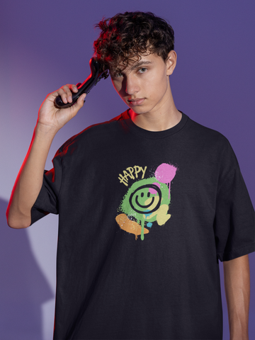 Graffiti Smiley Face Oversized T-shirt