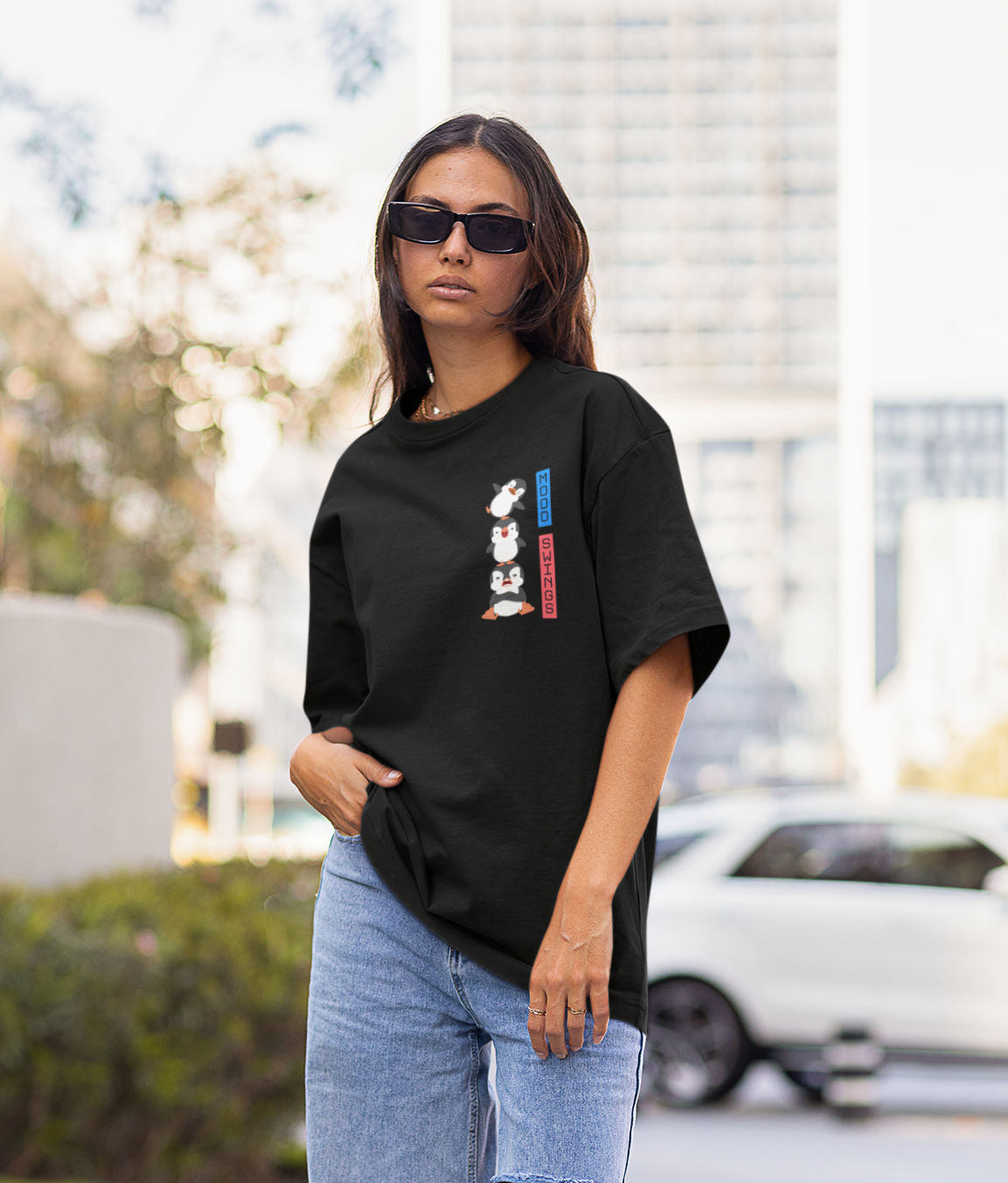 Penguin Mood Swings Oversized T-shirt