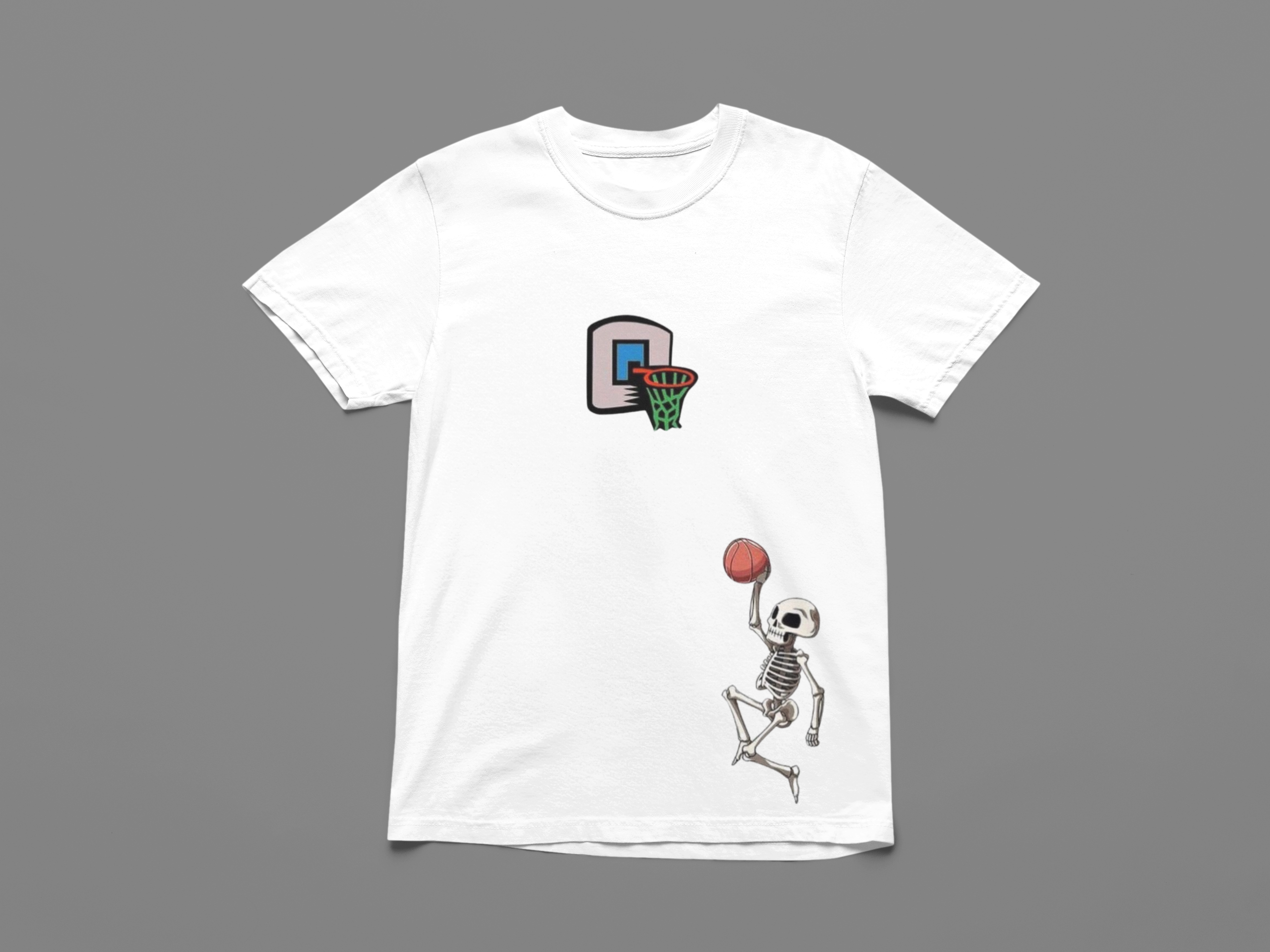 Skeleton playing basketball T-shirt