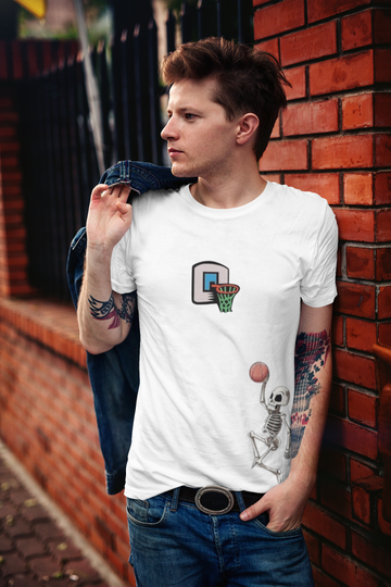Skeleton playing basketball T-shirt