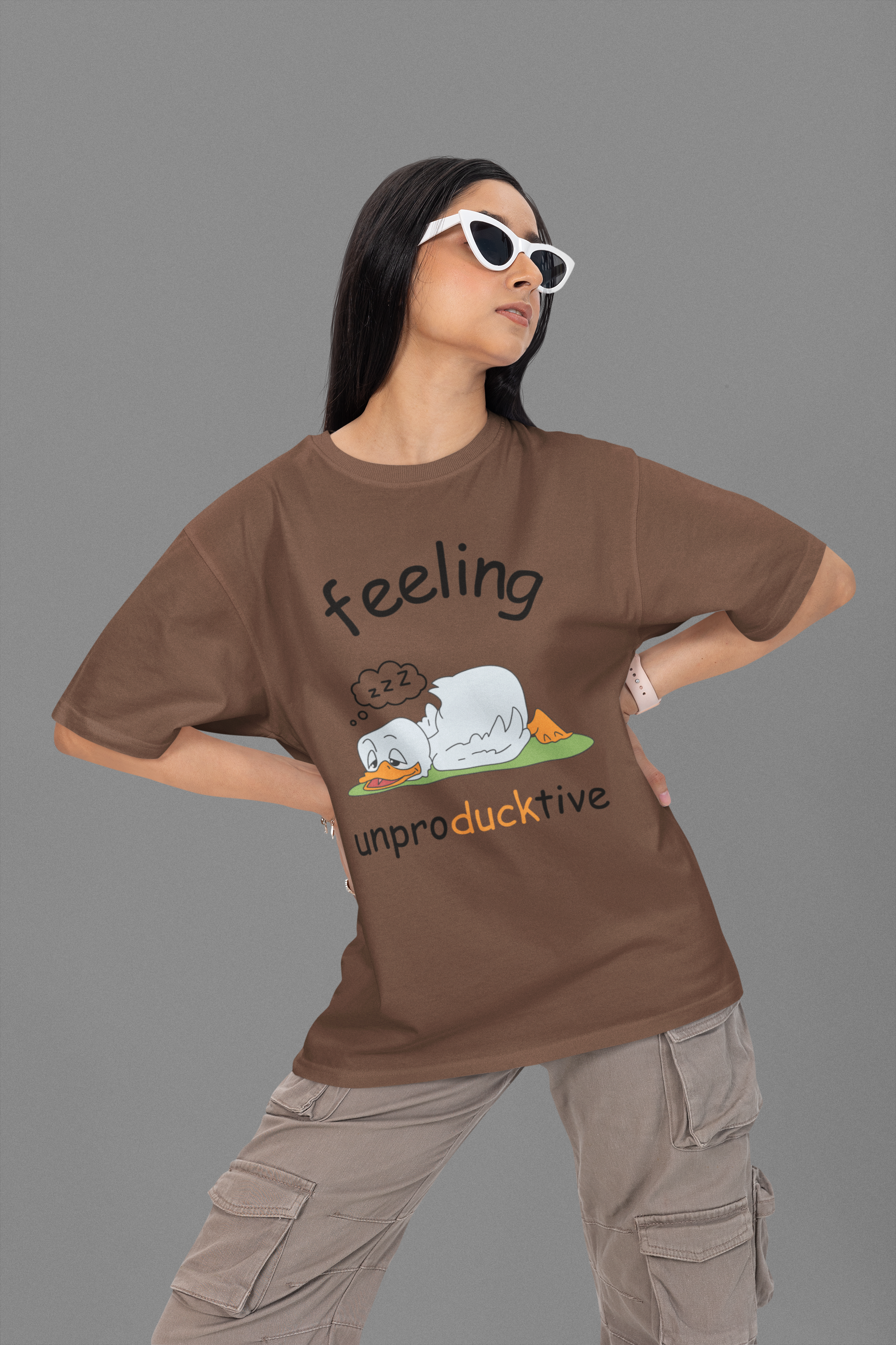 UnproDUCKtive Brown Oversized T-shirt